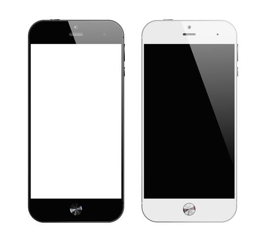 Smartphones réalistes en noir et blanc vecteur