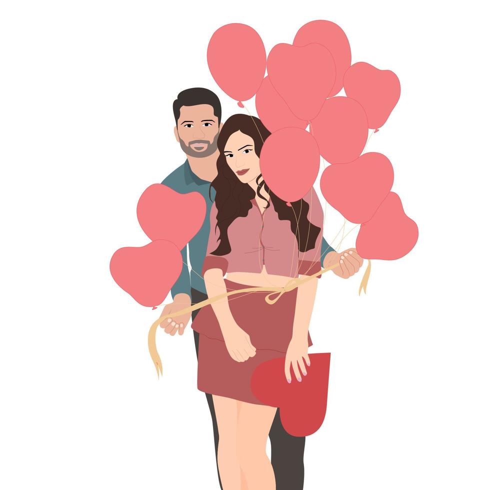 joyeuse saint valentin, illustration vectorielle créative de personnage de jeune couple sur fond blanc, illustration de personnage pour des projets de thème de jeune couple comme le mariage et la saint valentin. vecteur