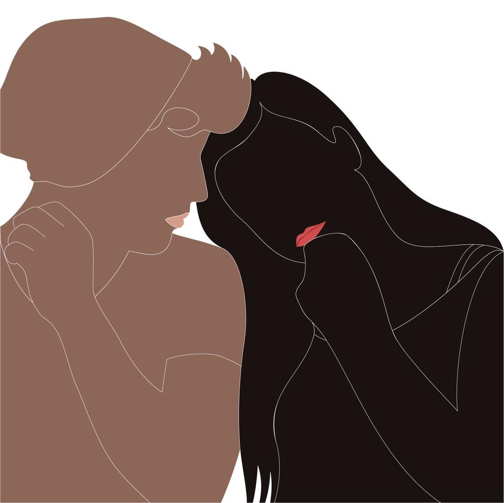 joyeuse saint valentin, silhouette de vecteur de personnage de couple mignon sur fond blanc, illustration de personnage pour les projets de thème de jeune couple comme le mariage et la saint valentin.