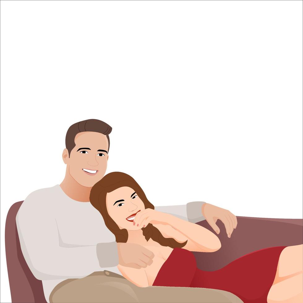 joyeuse saint valentin, illustration vectorielle de personnage de couple sur fond blanc, illustration de personnage pour des projets de thème de jeune couple comme le mariage et la saint valentin. vecteur