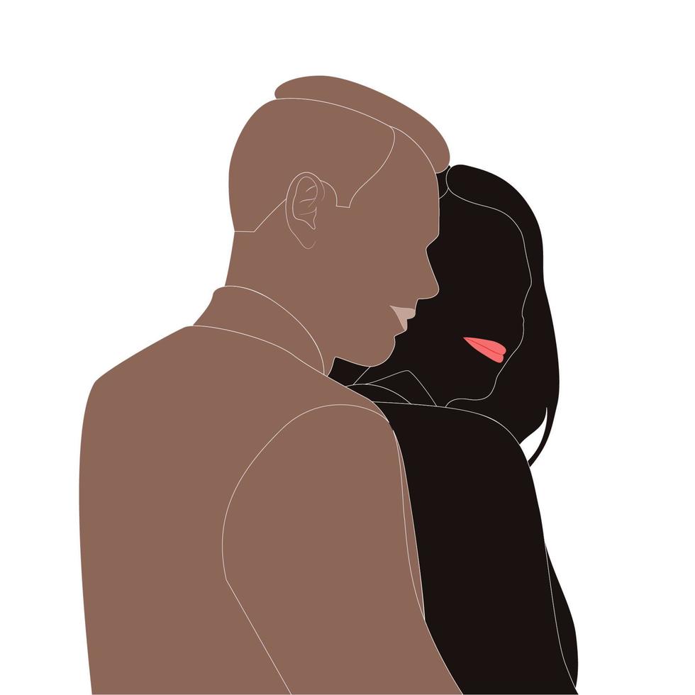 joyeuse saint valentin, un joli couple câlin silhouette vectorielle de personnage sur fond isolé, illustration de personnage pour des projets de thème de jeune couple comme le mariage et la saint valentin. vecteur