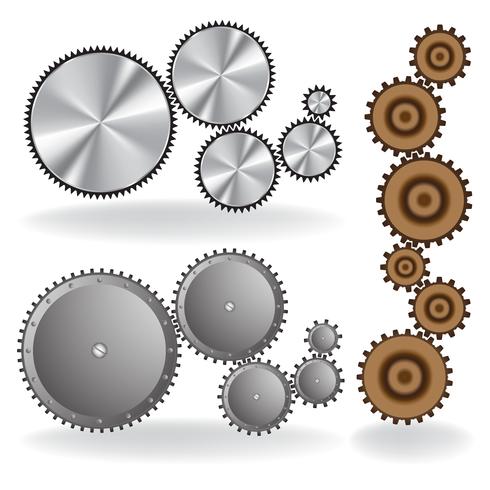 Ensemble de différents engrenages vecteur