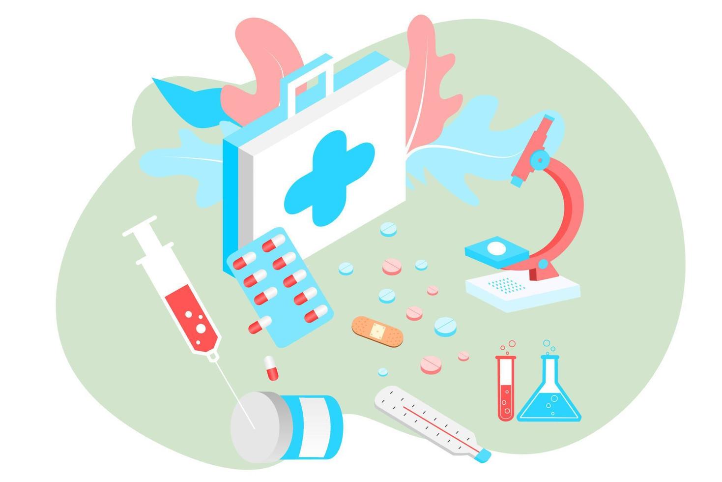 médicaments, pilule, pilules médicales, pilules en bouteille, capsule et médicament. concept de conception d'illustration vectorielle plane des soins de santé et de la médecine. soutien médical, achat de médicaments, pharmacie, pharmacie. vecteur