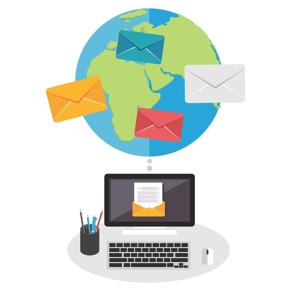 marketing par e-mail, concept d'e-mail. vecteur