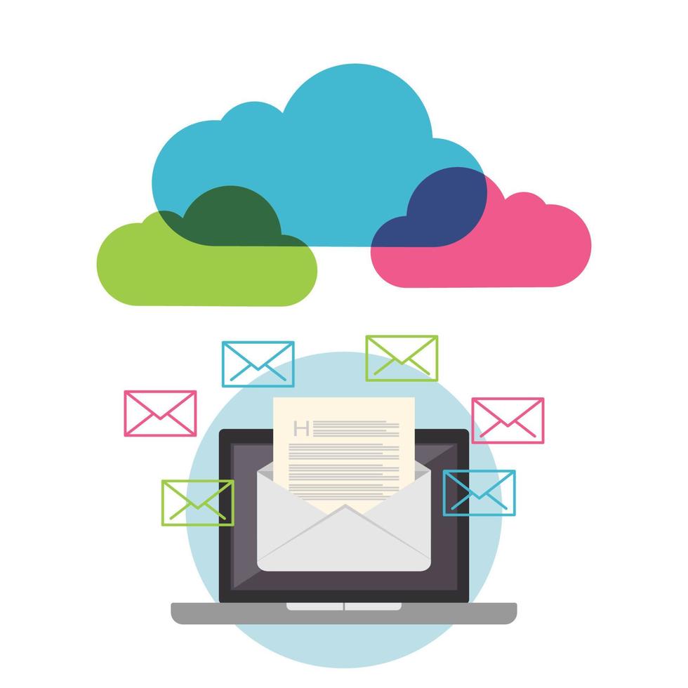 marketing par e-mail, concept d'e-mail. vecteur