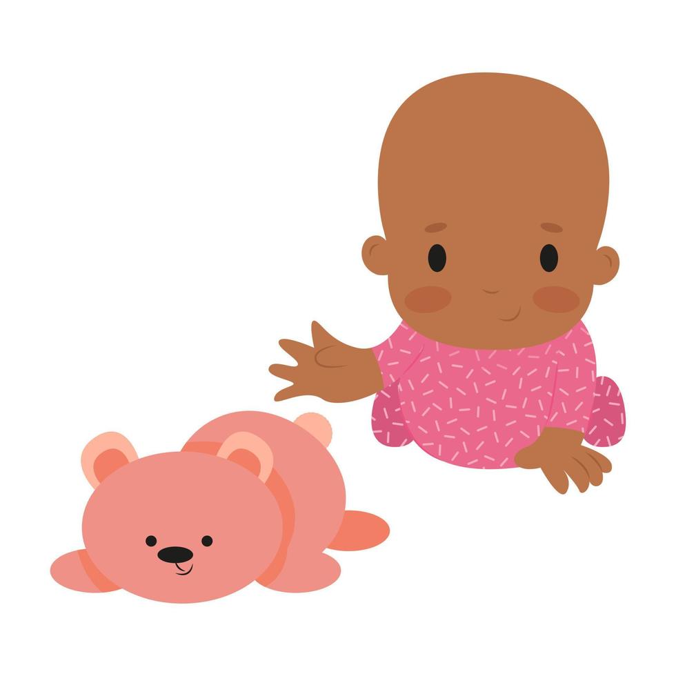 petite fille en costume rose attrape un jouet petite fille avec un ours en  peluche 5580817 Art vectoriel chez Vecteezy