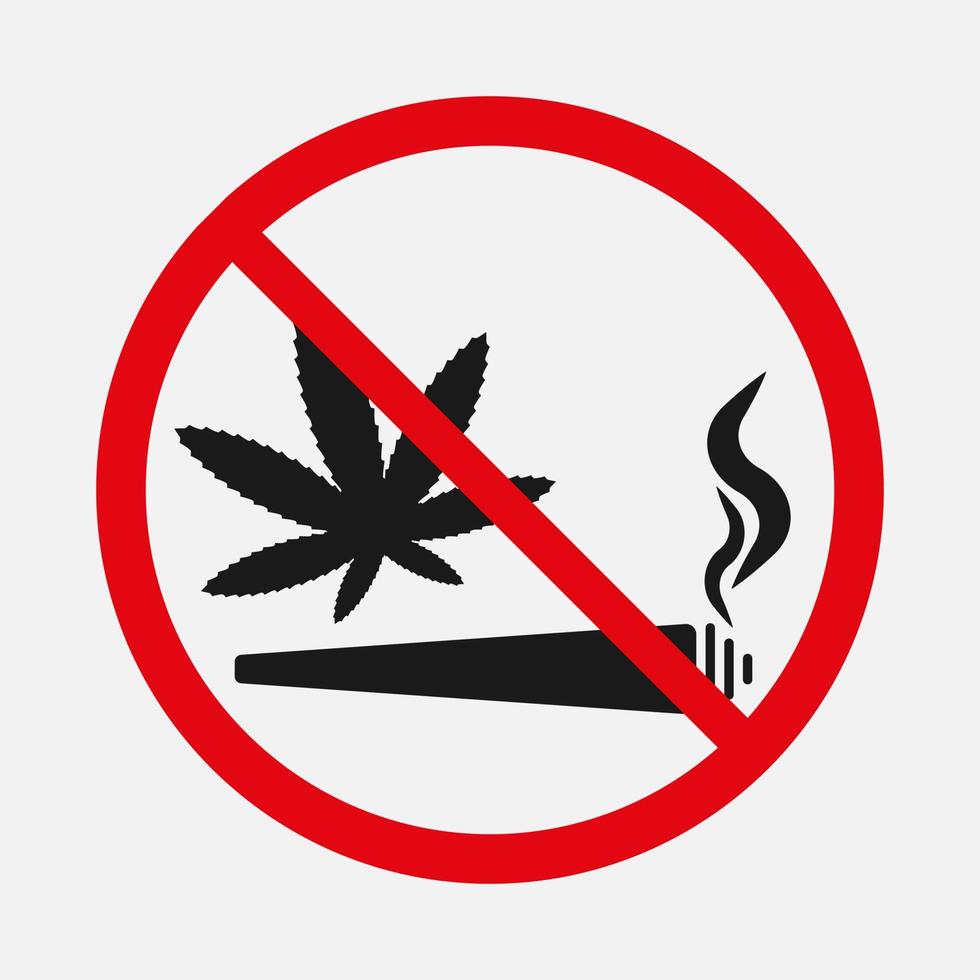 aucun signe de mauvaise herbe. illustration de vecteur d'interdiction de marijuana isolée sur fond blanc