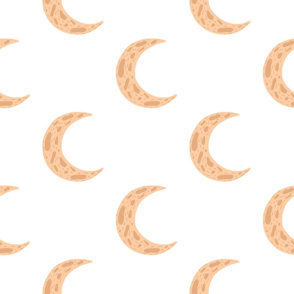 doodle modèle sans couture de lune islamique. impression isolée avec ornement orange sur fond blanc. vecteur