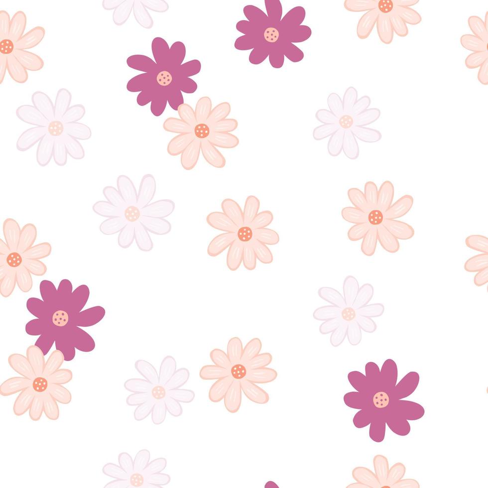 doodle motif sans couture ditsy. impression de camomille dessinée à la main. ornement floral abstrait vecteur