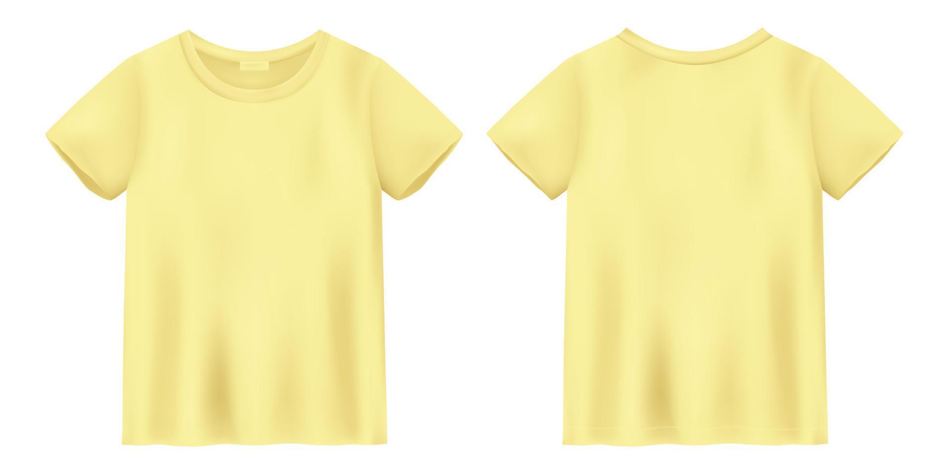 maquette de t-shirt jaune unisexe. modèle de conception de t-shirt. vecteur