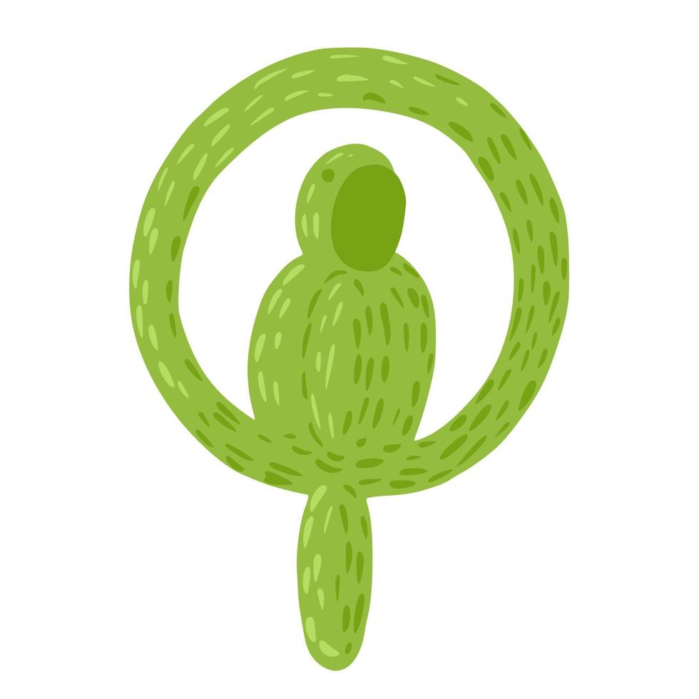 figures de perroquet en ballons sur fond blanc. perroquet d'éléments gais de couleur verte dans le style doodle. vecteur