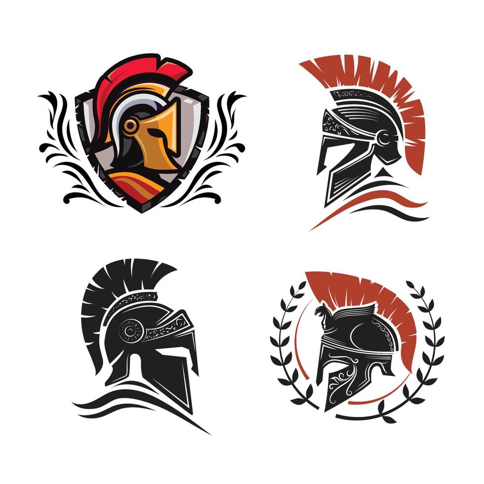 collection de logo de casque de guerrier spartiate vecteur