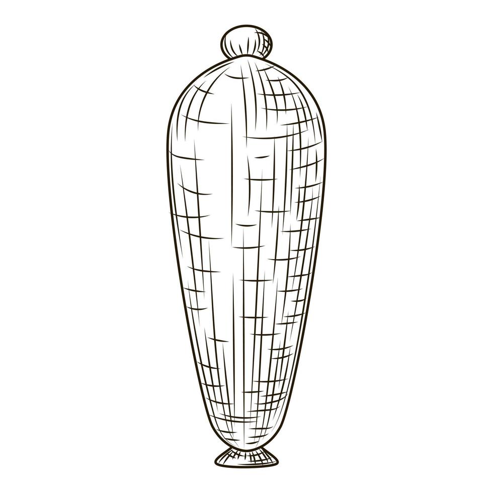 vase en céramique style gravé isolé sur fond blanc. contour de croquis vintage se bouchent. vecteur