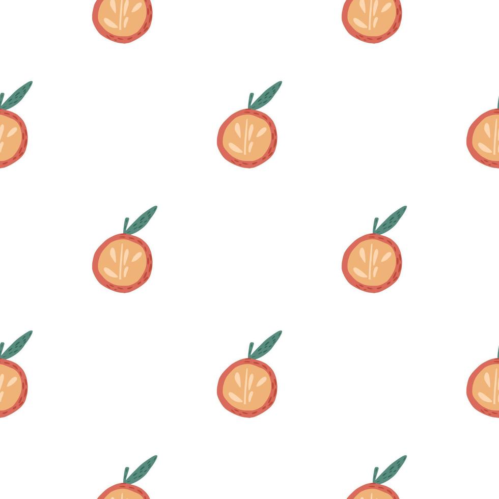 modèle sans couture de fruits isolés avec des formes simples de demi-pomme orange. fond blanc. conception simple. vecteur