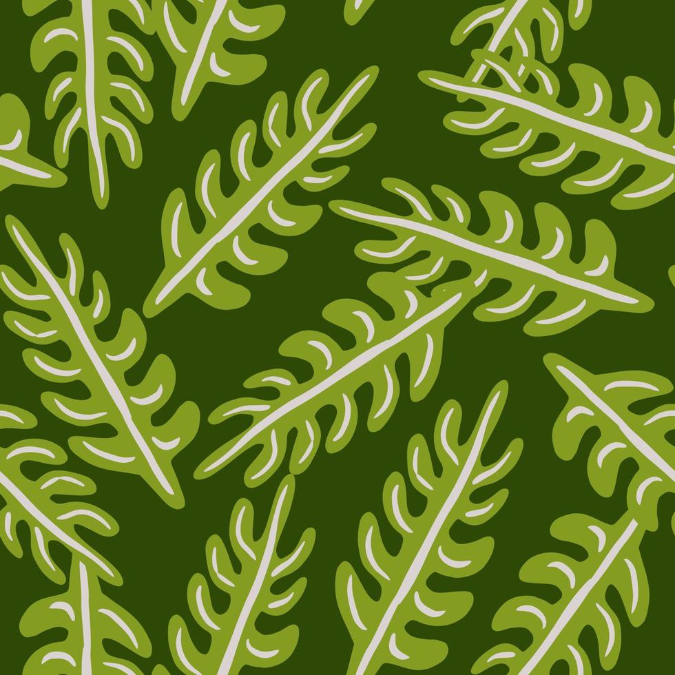 modèle sans couture de nature scrapbook avec des formes tropicales de branches de feuilles aléatoires. oeuvre de palette d'olive verte. vecteur