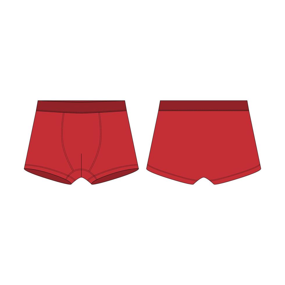 croquis technique de caleçon. boxers rouges culottes sous-vêtements pour garçons vecteur