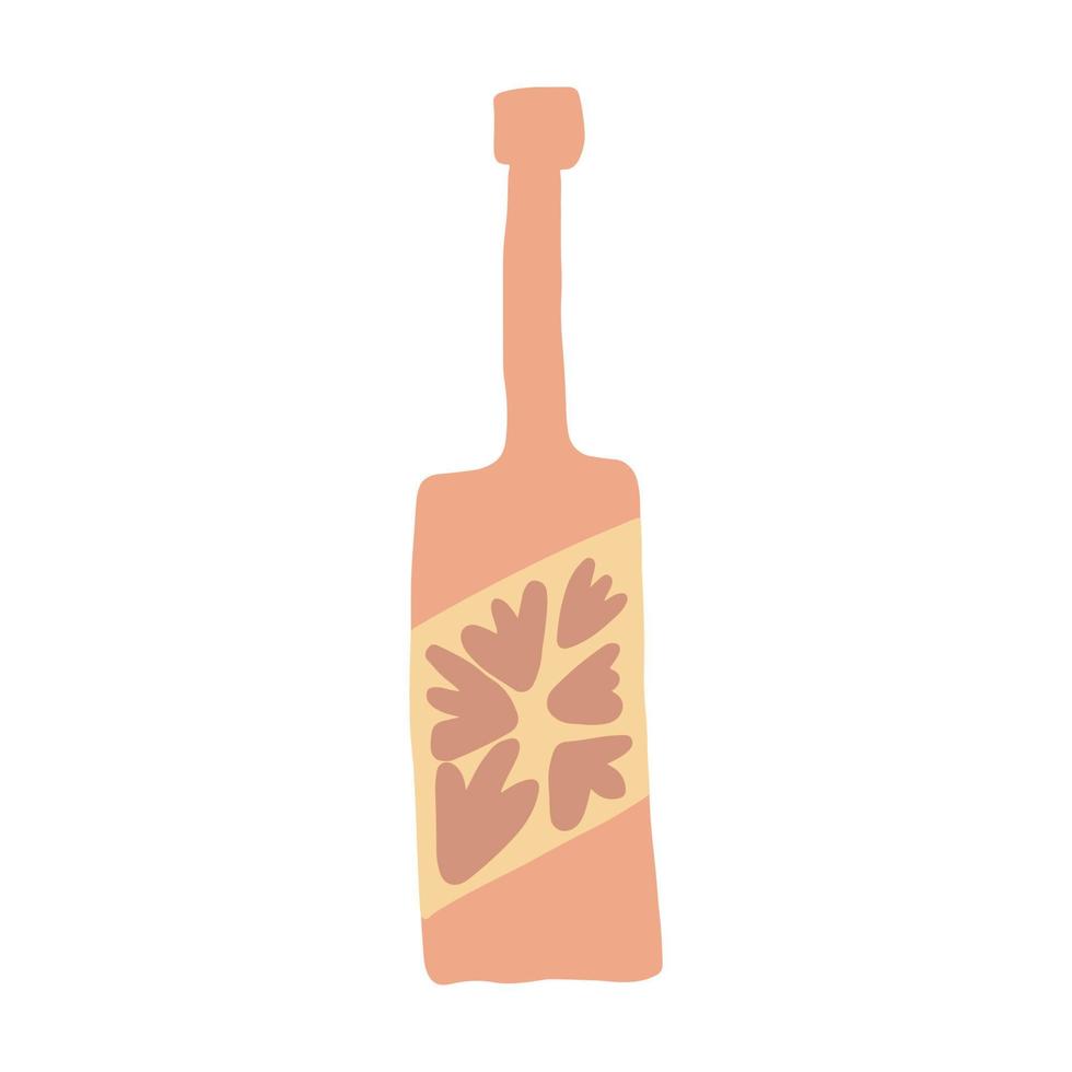jolie bouteille d'alcool dans un style doodle. dessin à main levée. drôle de bouteille en verre isolé sur fond blanc. vecteur