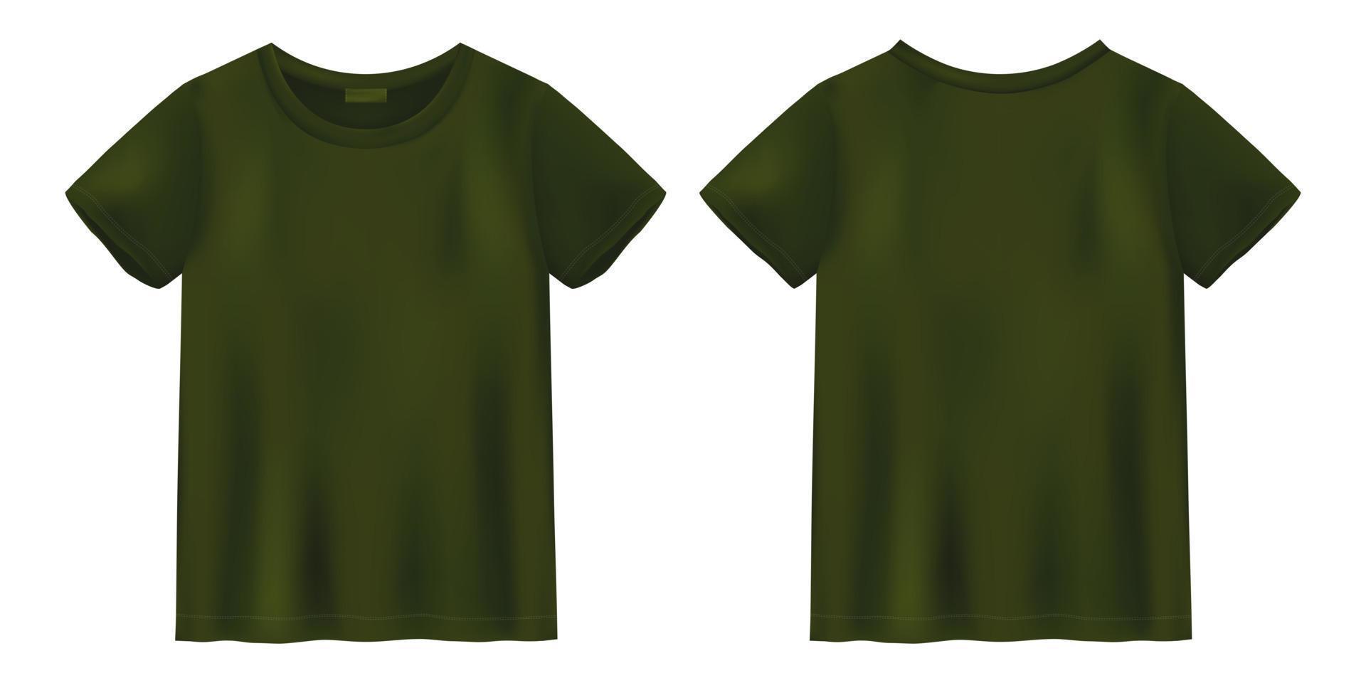 maquette de t-shirt unisexe de couleur olive. modèle de conception de t-shirt. vecteur