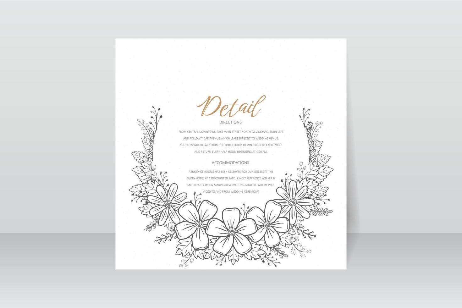 modèle d'invitation de mariage avec décoration de contour floral vecteur