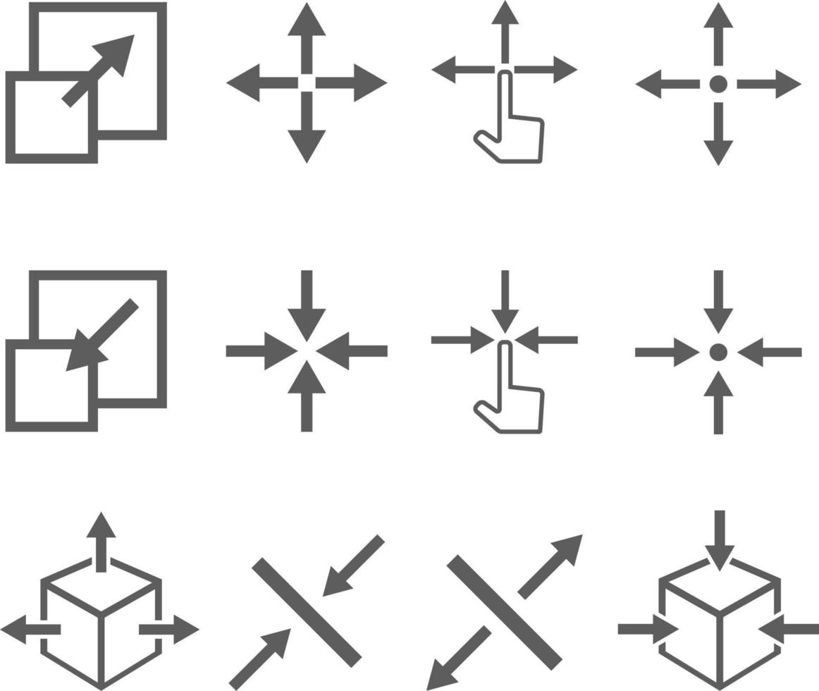 vecteur d'icônes clipart lié à l'ensemble de mise à l'échelle