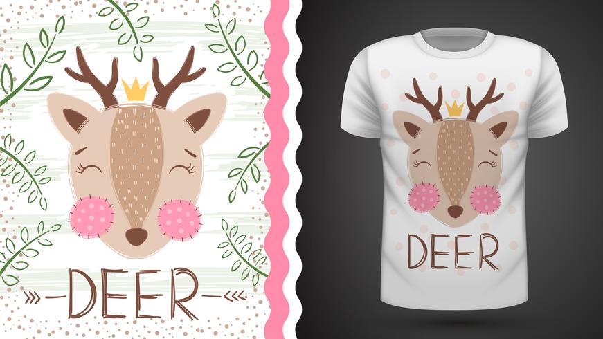 Idée mignonne de cerfs pour le t-shirt imprimé. vecteur