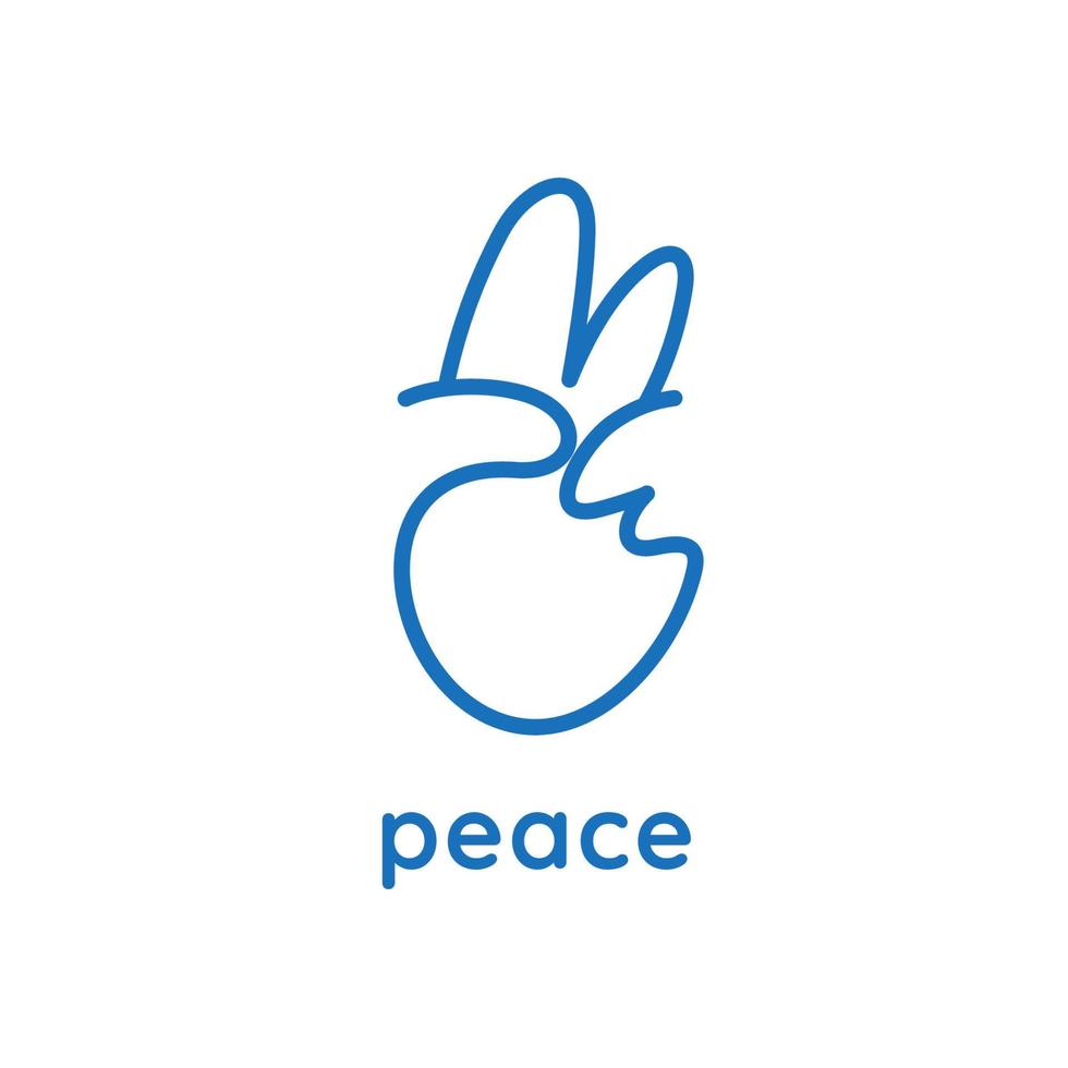 geste main paix logo une ligne style vecteur