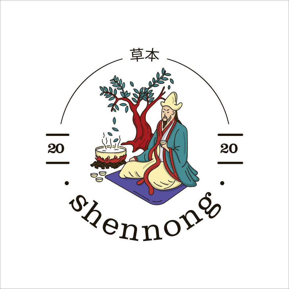 logo de médecine chinoise aux herbes pour la pharmacie vecteur
