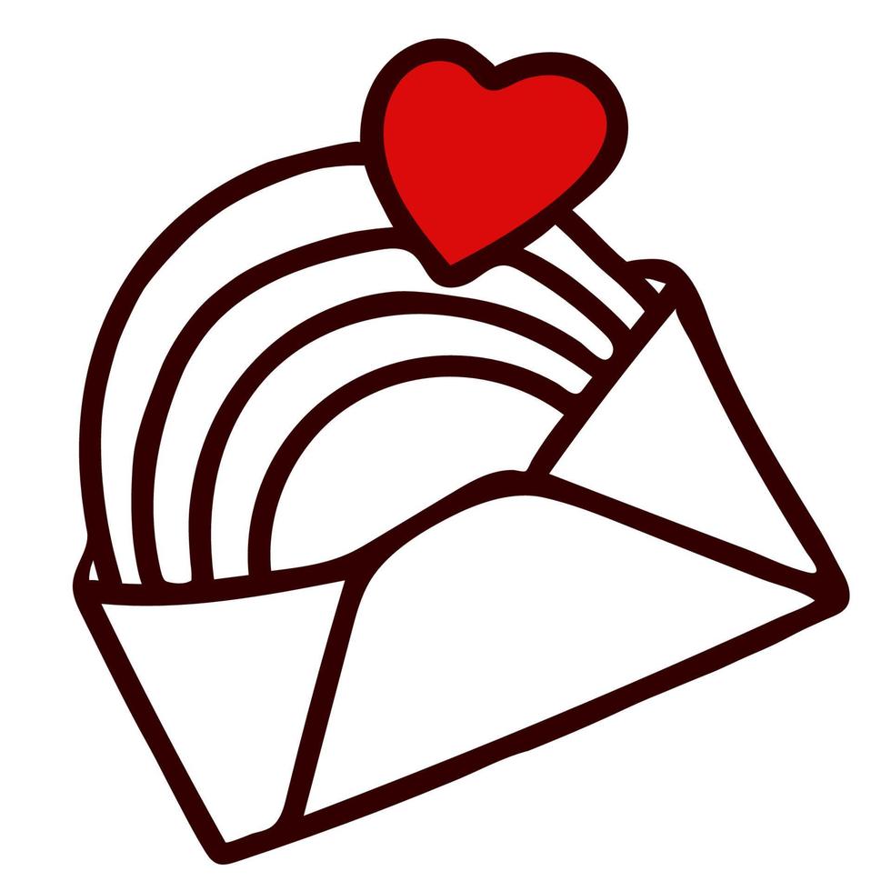 lettre avec coeur et arc-en-ciel. illustration vectorielle. lettre d'amour, saint valentin vecteur