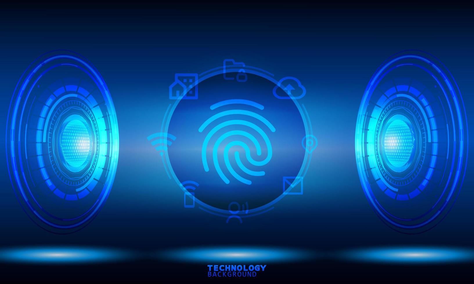 empreinte digitale du concept de technologie d'innovation d'entreprise. arrière-plan technologique. effet néon. concept de circuit imprimé. technologie numérique de pointe. vecteur