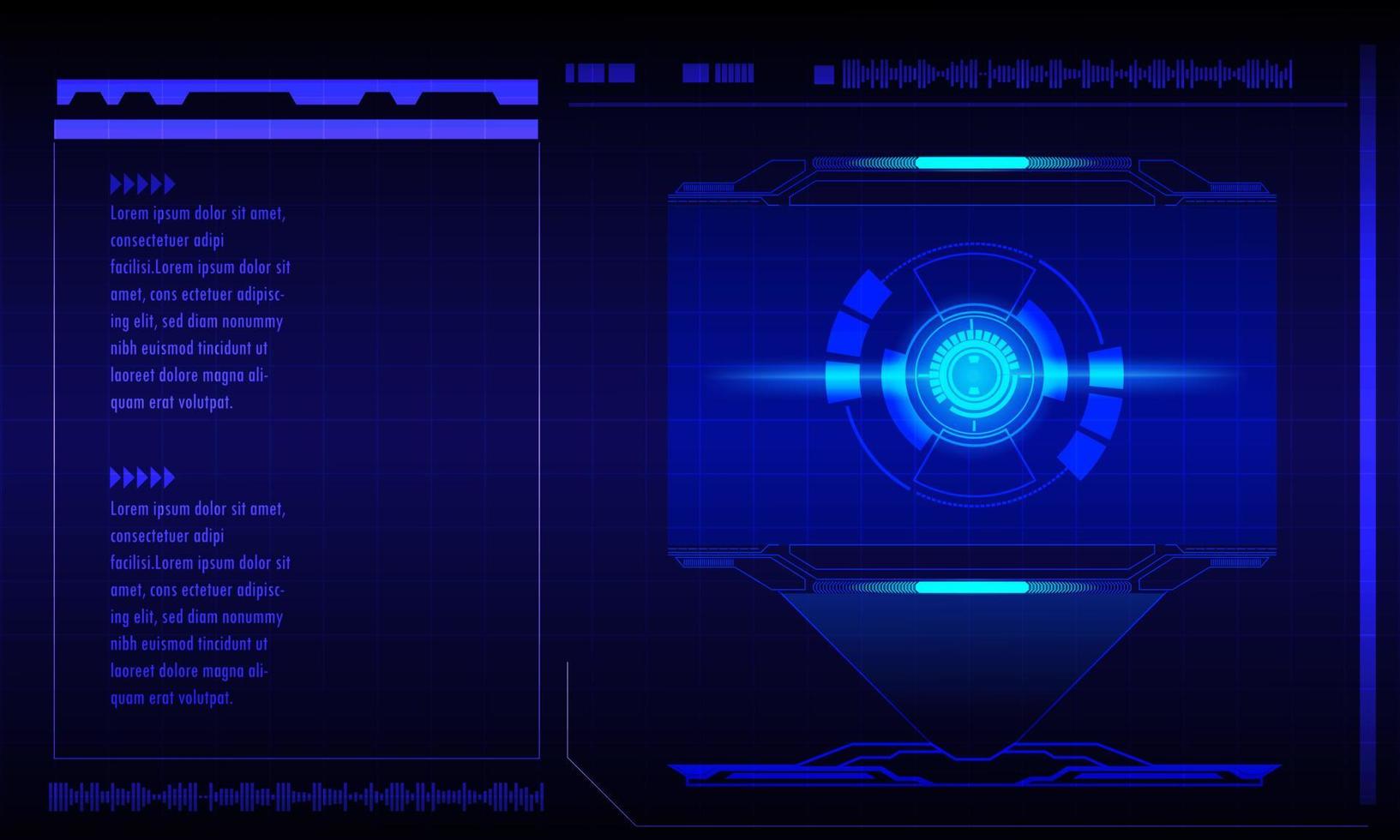 fond de technologie abstraite futuriste. circuit de symbole d'icône. vecteur et illustration. le tableau de bord de verrouillage hud futuriste de science-fiction affiche l'arrière-plan de l'écran de la technologie de réalité virtuelle.