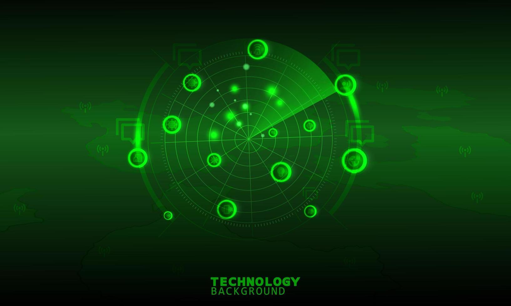 concept de technologie de balayage radar. arrière-plan technologique. effet néon. concept de carte de circuit imprimé. technologie numérique de pointe. vecteur