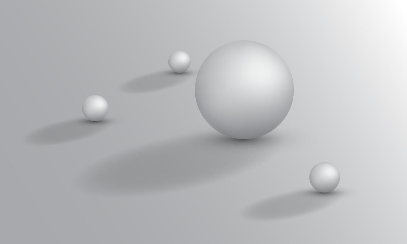 Illustration 3d de balles de différentes tailles suspendues dans l'espace. rendu 3d isolé sur fond blanc. vecteur