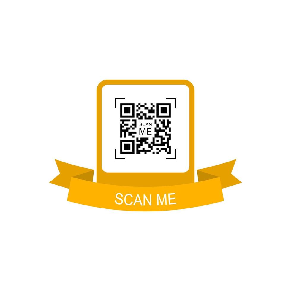 cadre jaune avec ruban pour code qr. code qr de concept créatif. scanne moi. vecteur