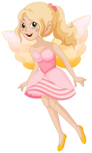 Jolie fée en robe rose souriante vecteur