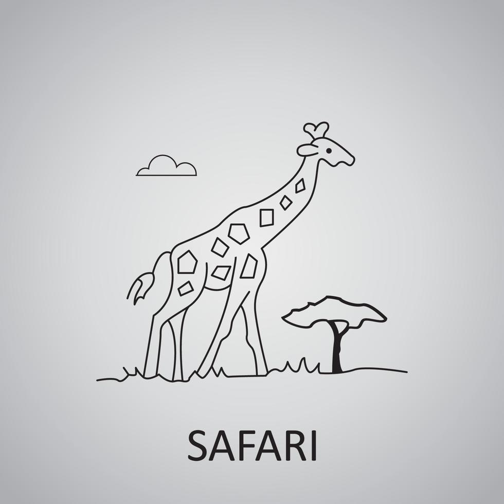 un paysage de silhouette animale de safari africain. paysage de jungle avec animal sauvage vecteur