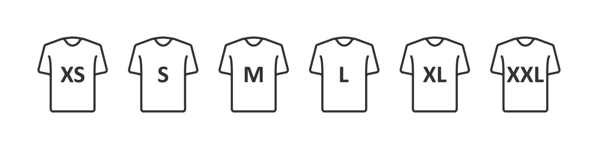 Taille du T-shirt. étiquette ou étiquette de taille de vêtement. du xs au xxl. vecteur