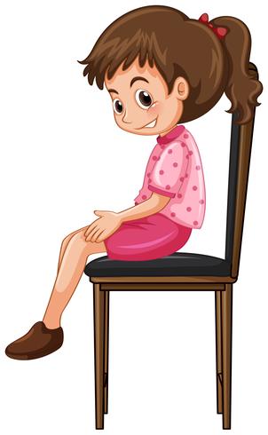 Petite fille assise sur une grande chaise vecteur