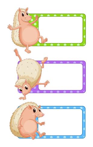 Création d&#39;étiquettes avec des hérissons vecteur