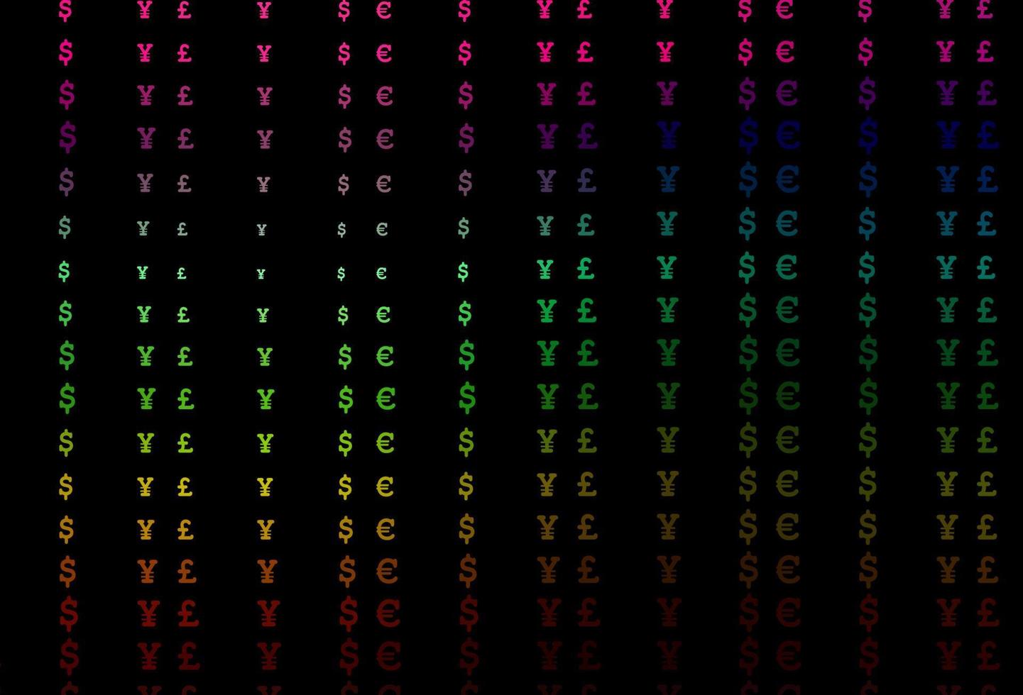 multicolore foncé, motif vectoriel arc-en-ciel avec eur, usd, gbp, jpy.