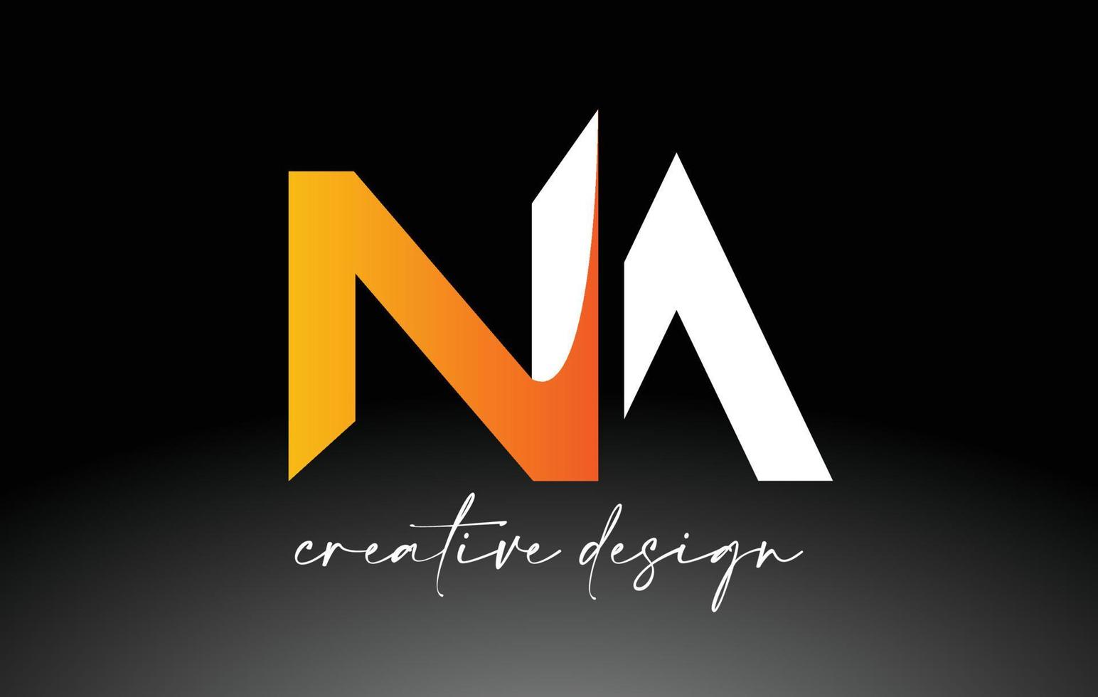 logo de lettre na avec des couleurs dorées blanches et un vecteur d'icône de conception minimaliste