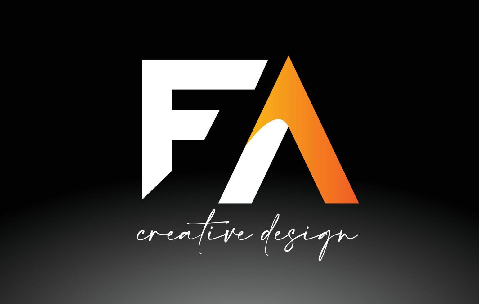 logo de lettre fa avec des couleurs dorées blanches et un vecteur d'icône de conception minimaliste