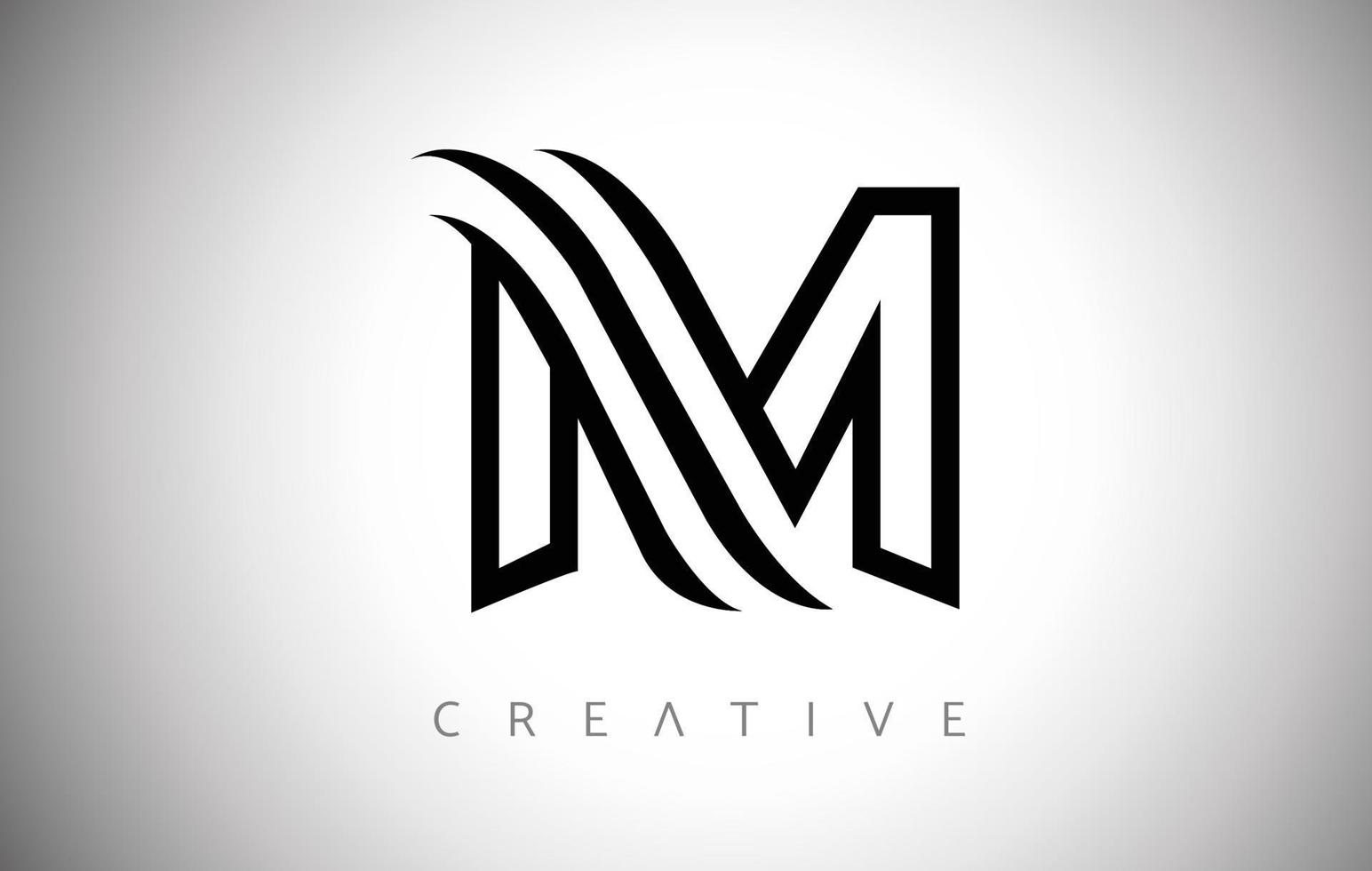 lignes m lettre logo monogramme icône avec vecteur de look tendance moderne créatif