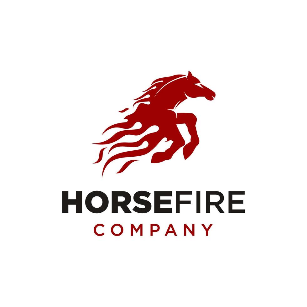 illustration de conception de logo icône vecteur cheval de feu