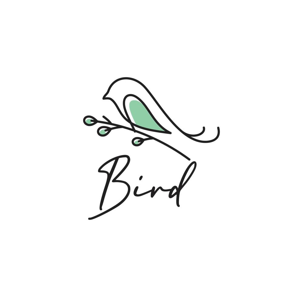 illustration logo graphique vectoriel d'oiseaux perchés sur des branches d'arbres