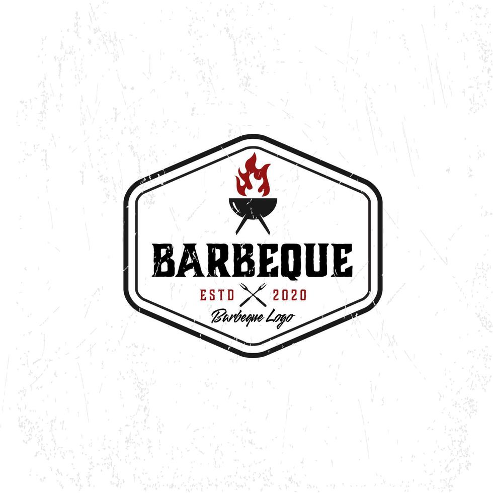 modèle de logo de barbecue avec flamme vecteur