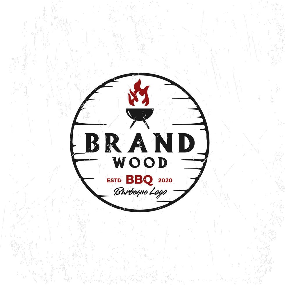 modèle de logo de barbecue avec flamme vecteur