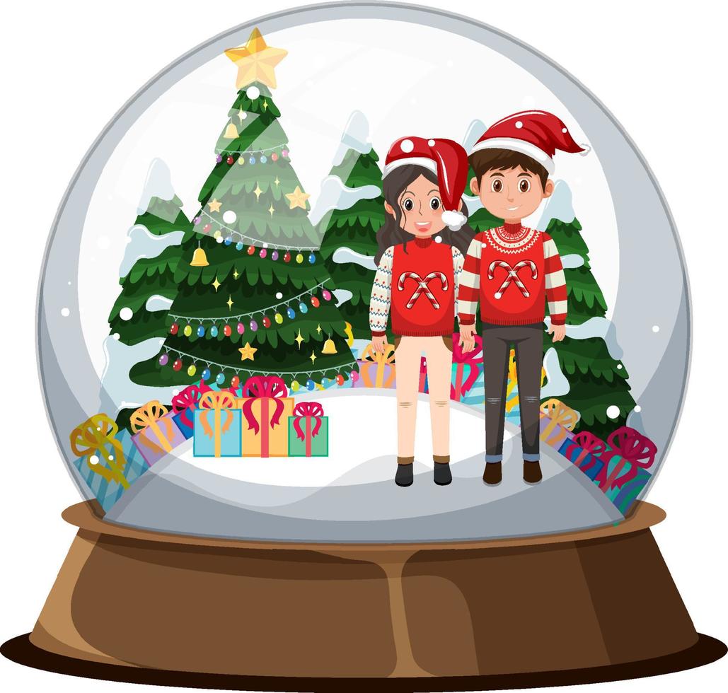 couple, homme femme, dans, snowglobe vecteur