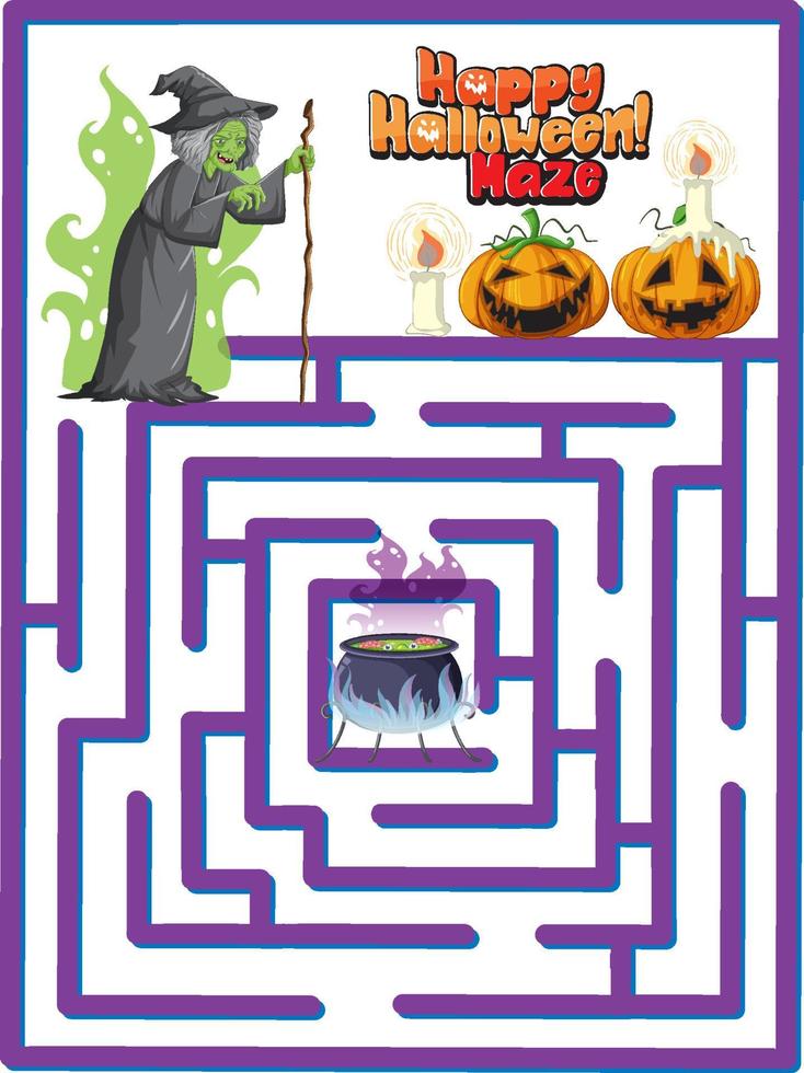 le jeu de labyrinthe trouve le chemin de la sorcière vers le pot de potion vecteur