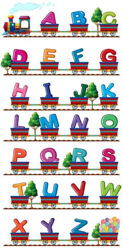 Train porte alphabets anglais vecteur