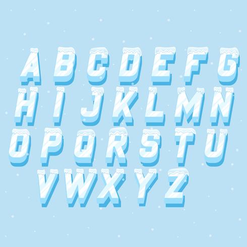Alphabet italic icicles congelés éléments de lettrage vecteur